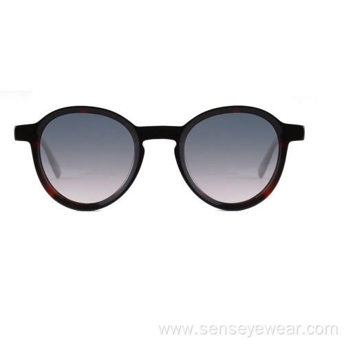 Women Vintage Round Polarized Shades Acetate Sunglasses